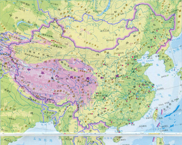 中国地图地形版